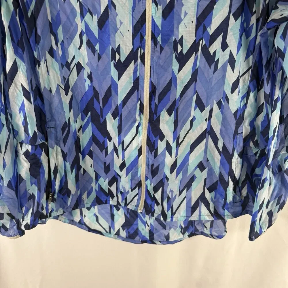 Nike Lightweight Running Jacket Women's XL Blue Hooded Full Zip Pockets Rain